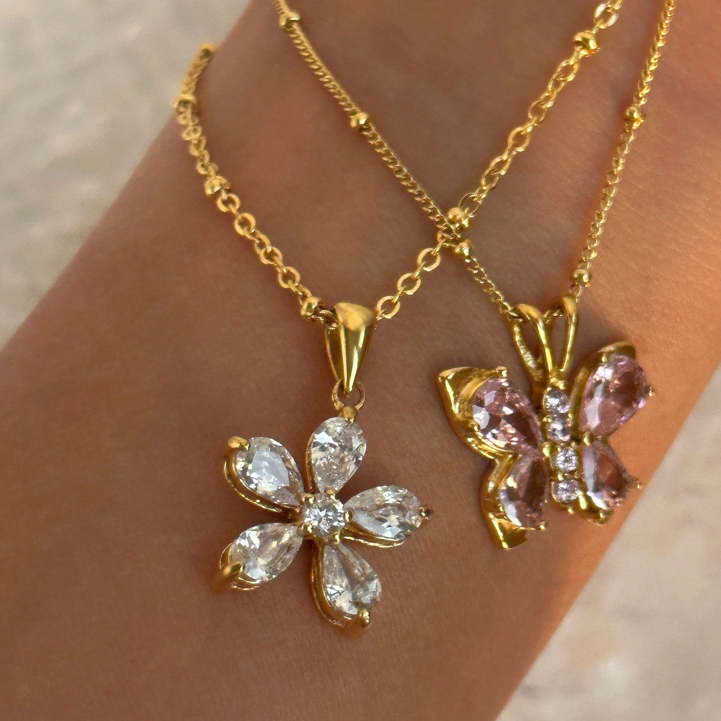 Petal & Butterfly Duo Necklace