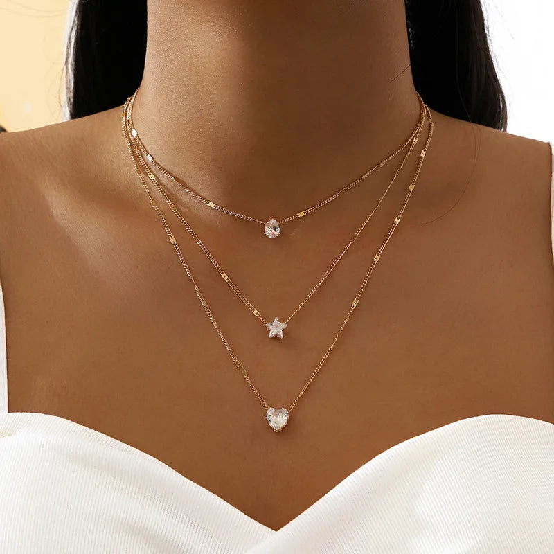 Starry Heart Trio Necklace