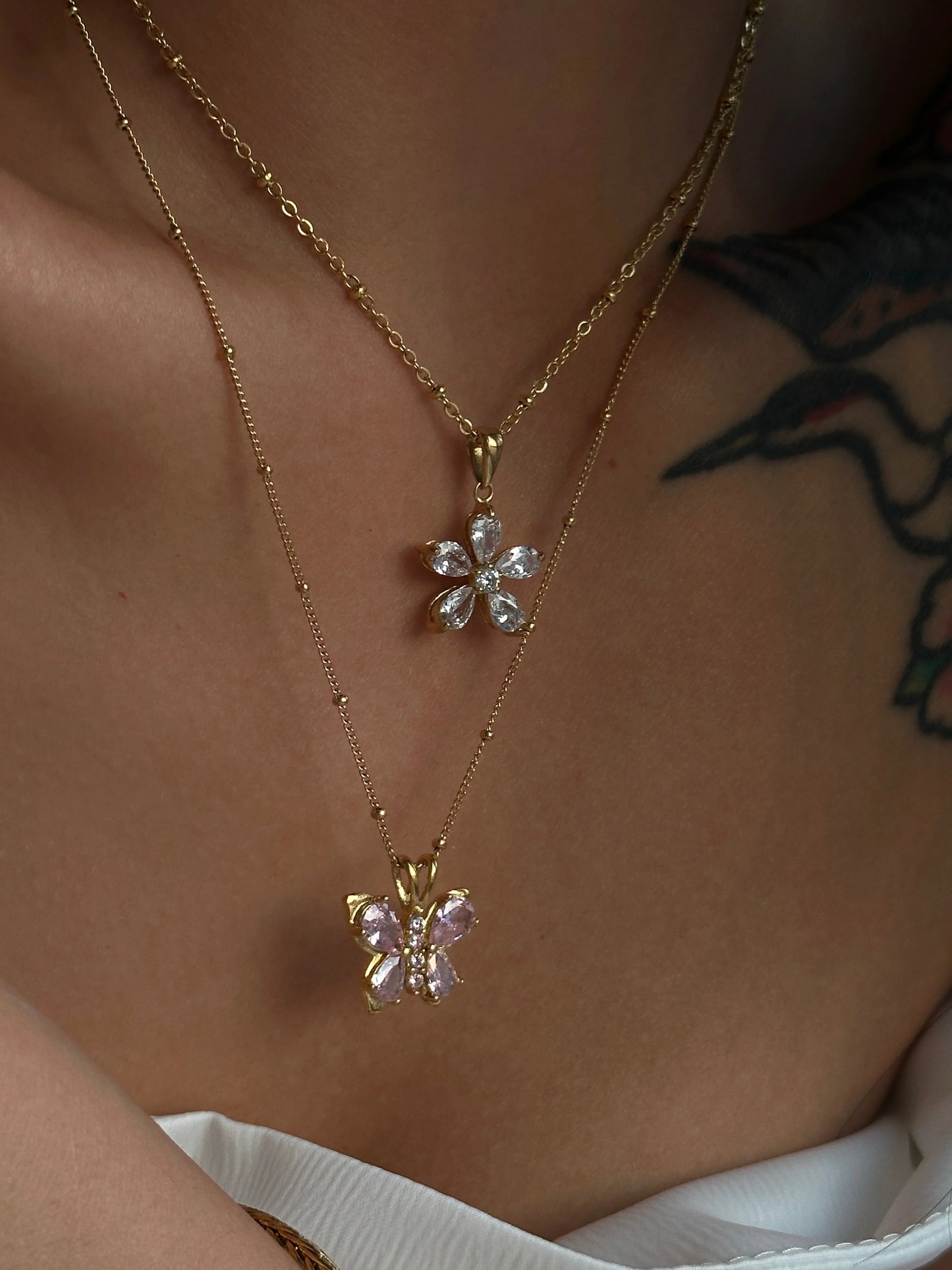 Petal & Butterfly Duo Necklace