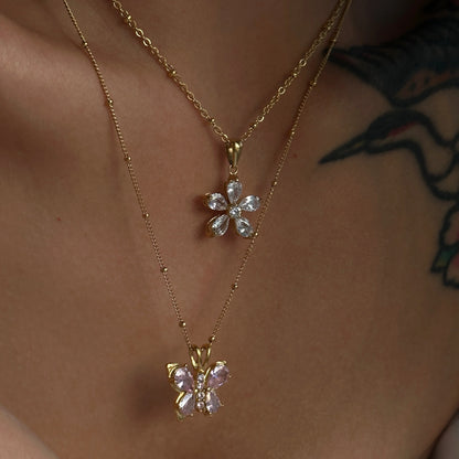 Petal & Butterfly Duo Necklace