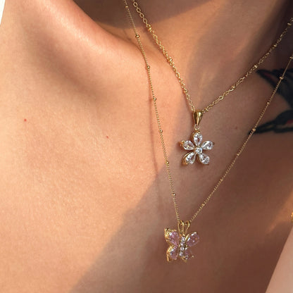 Petal & Butterfly Duo Necklace